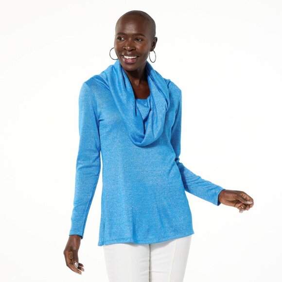 Colleen Lopez Super Soft Convertible Shimmer Sweater 2X Cerulean Blue NWT - Picture 1 of 11